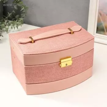 Шкатулка кожзам для украшений "Розовая" комбинированная 13х15х21,5 см