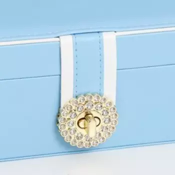 Шкатулка кожзам для украшений "С пряжкой" голубая 24х18,5х9 см