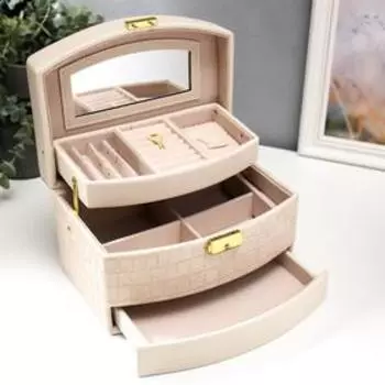 Шкатулка кожзам для украшений "Сливки. Глянец и питон" 13х21,5х15 см