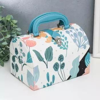 Шкатулка кожзам для украшений сундучок "Разнотравье" 15х15х22,5 см