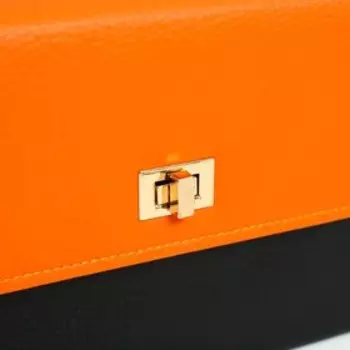 Шкатулка кожзам для украшений сундук "Стильный. Оранж+чёрный" 15х16х23 см