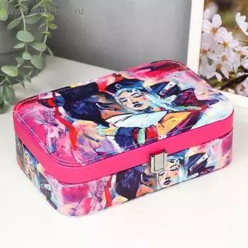 Шкатулка кожзам под часы 1 отделение и бижутерию "Пара в традиционных нарядах" 7х22х14,5 см 518757