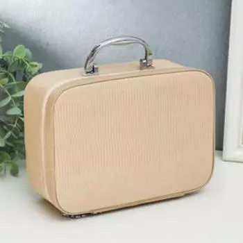 Шкатулка кожзам с зеркалом "Рептилия сливки" набор 2 шт 10х18,5х24,5 см