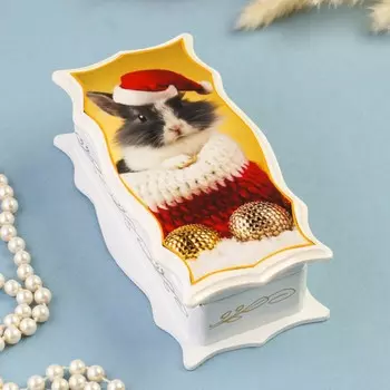 Шкатулка «кролик», 16х8 см, лаковая миниатюра, белая