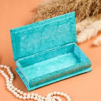 Шкатулка - купюрница «2000», 8,5×17 см, голубая, лаковая миниатюра