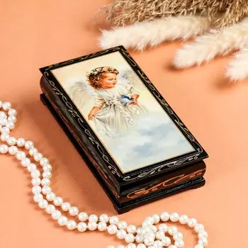 Шкатулка - купюрница «Ангелок на облаке», 8,517 см, лаковая миниатюра