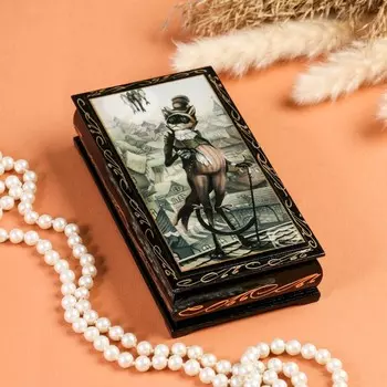 Шкатулка - купюрница «Кот», 8,517 см, лаковая миниатюра