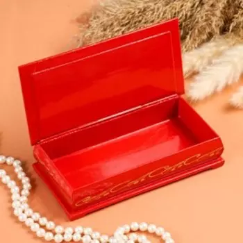 Шкатулка - купюрница «Розы в вазе», красная, 8,517 см, лаковая миниатюра