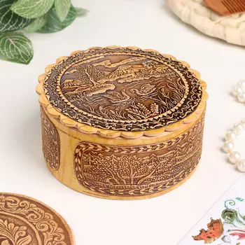 Шкатулка для украшений «Лебеди», 10040 мм, береста