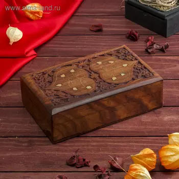 Шкатулка "Листики" дерево 20х13х6 см