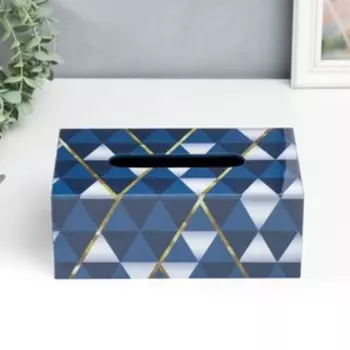 Шкатулка МДФ для салфеток "Геометрия с золотыми трещинами" 9х13х23 см
