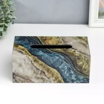 Шкатулка МДФ для салфеток "Малахит и мрамор" 9х13х23 см