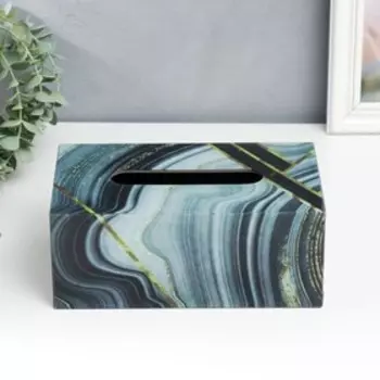 Шкатулка МДФ для салфеток "Малахит с золотыми трещинами" 9х13х23 см