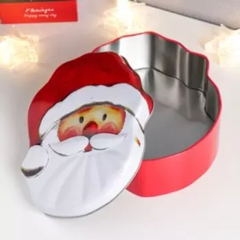 Шкатулка металл "Дед Мороз в колпаке" 6,5х15х18 см