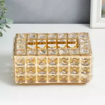 Шкатулка металл для салфеток "Кристаллы" золото 9,5х12х20,5 см