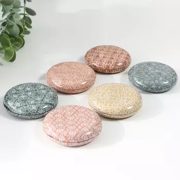 Шкатулка металл круглая "Геометрические рисунки" фасовка 12 шт 1,8х7х7 см