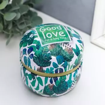 Шкатулка металл круглая "Листья" 8,5х8,5х8,5 см