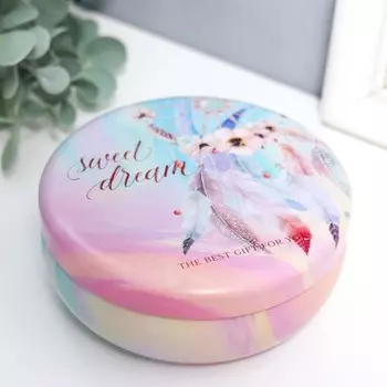 Шкатулка металл круглая "Ловец снов с цветами" 4,5х11х11 см