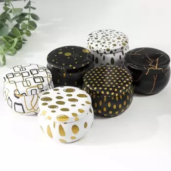 Шкатулка для хранения мелочей, украшений «Круг. Рисунки золотом», металл, 5.27.57.5 см, МИКС