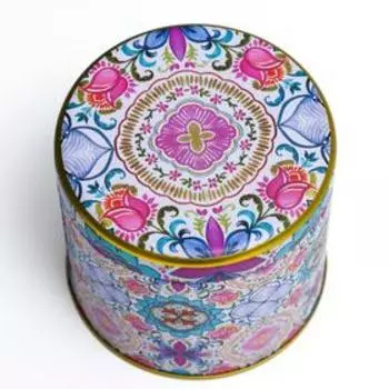 Шкатулка металл круглая "Тюльпан и узоры" 8,3х8,5х8,5 см