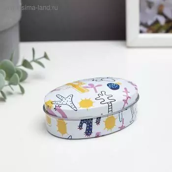 Шкатулка металл овал "Кактусы" МИКС 3,2х6,2х8,7 см