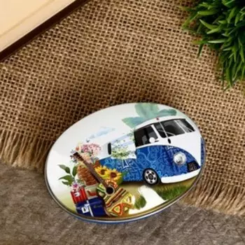 Шкатулка металл овал "Путешествие на выходных" МИКС 2,8х8,5х6 см