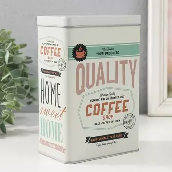 Шкатулка металл прямоугольная "Лучший кофе" 7,8х12,2х18,6 см