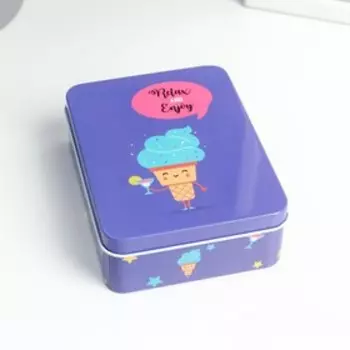 Шкатулка металл прямоугольная "Приключения мороженого" МИКС 12х9х4 см