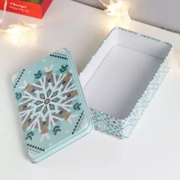 Шкатулка металл прямоугольная "Снежинка" 11,5х19х5 см