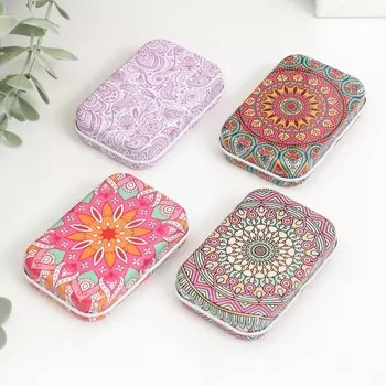 Шкатулка металл прямоугольная "Яркий узор" МИКС 5х7,5х1,7 см