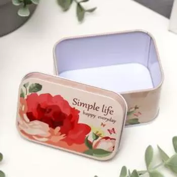 Шкатулка металл прямоугольник "Нарисованные цветы" 6,5х9х5,5 см