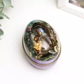 шкатулка металл яйцо домик цыплят 6,5*5*4,5 см