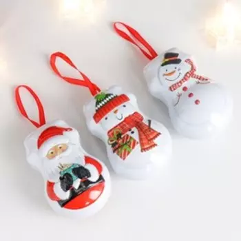 Шкатулка металл "Санта/Снеговик" МИКС 4,8х7х10,5 см