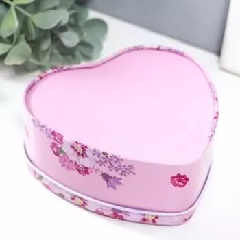 Шкатулка металл сердце "Цветущий сад" 5х11,5х12 см