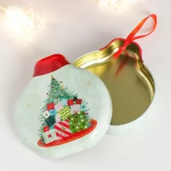 Шкатулка металл шар "Ёлочка с подарками" 4х11,5х12,7 см