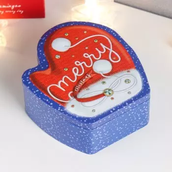 Шкатулка металл варежка "Помпошки" 5,3х12,8х14 см