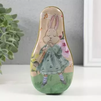 Шкатулка металл "Заяц - музыкант" 14,5х7х5 см