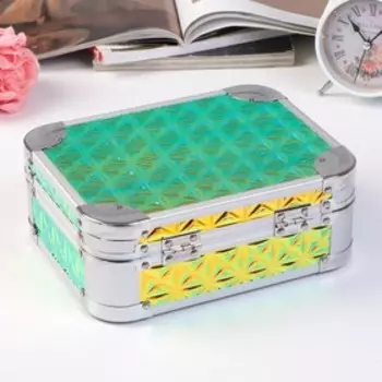 Шкатулка металлокаркас чемодан "3D треугольники" золото 8,5х23х18 см