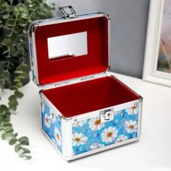 Шкатулка металлокаркас сундучок "Ромашки на голубом" 13х16,7х12,8 см