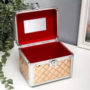 Шкатулка металлокаркас сундучок "Ромбы с блёстками" кофе 13х16,7х12,8 см