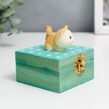 Шкатулка музыкальная механическая "Котёнок" 6,5х6,5х8,5 см