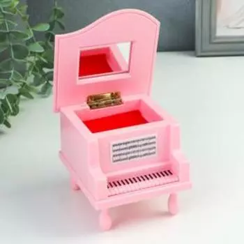 Шкатулка музыкальная механическая "Пианино" розовая 8,5х9х9,5 см