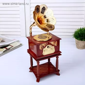Шкатулка музыкальная "Патефон золотистый" 34,5х10,5х13 см