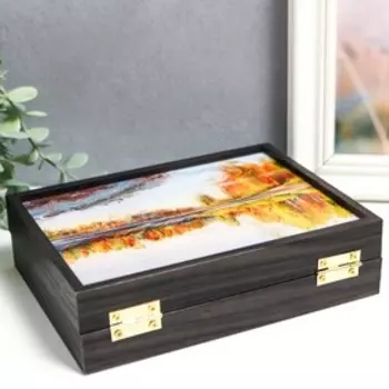 Шкатулка "Осень" 18,5х14 см венге