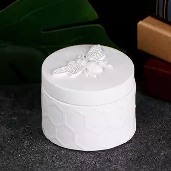 Шкатулка для украшений с крышкой «Пчелка», гипс, белый, 86 см