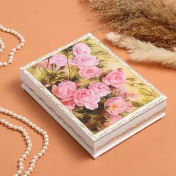 Шкатулка «Пионы», белая, 16 22 см, лаковая миниатюра