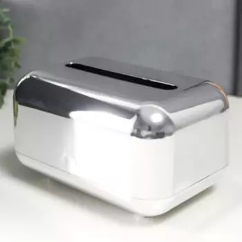 Шкатулка пластик для салфеток "Плавные углы. Серебро" 10х12х18 см