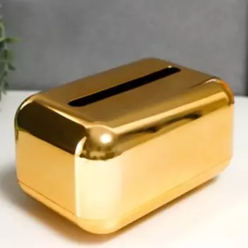Шкатулка пластик для салфеток "Плавные углы. Золото" 10х12х18 см