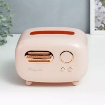 Шкатулка пластик для салфеток "Ретро радио" нежно-розовая 13,8х13,2х19,7 см