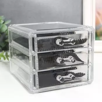 Шкатулка пластик "Комод 3 ящика" прозрачная 10х14,5х12 см